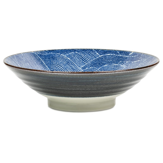 Large Blue Wave Japanese Serving Bowl