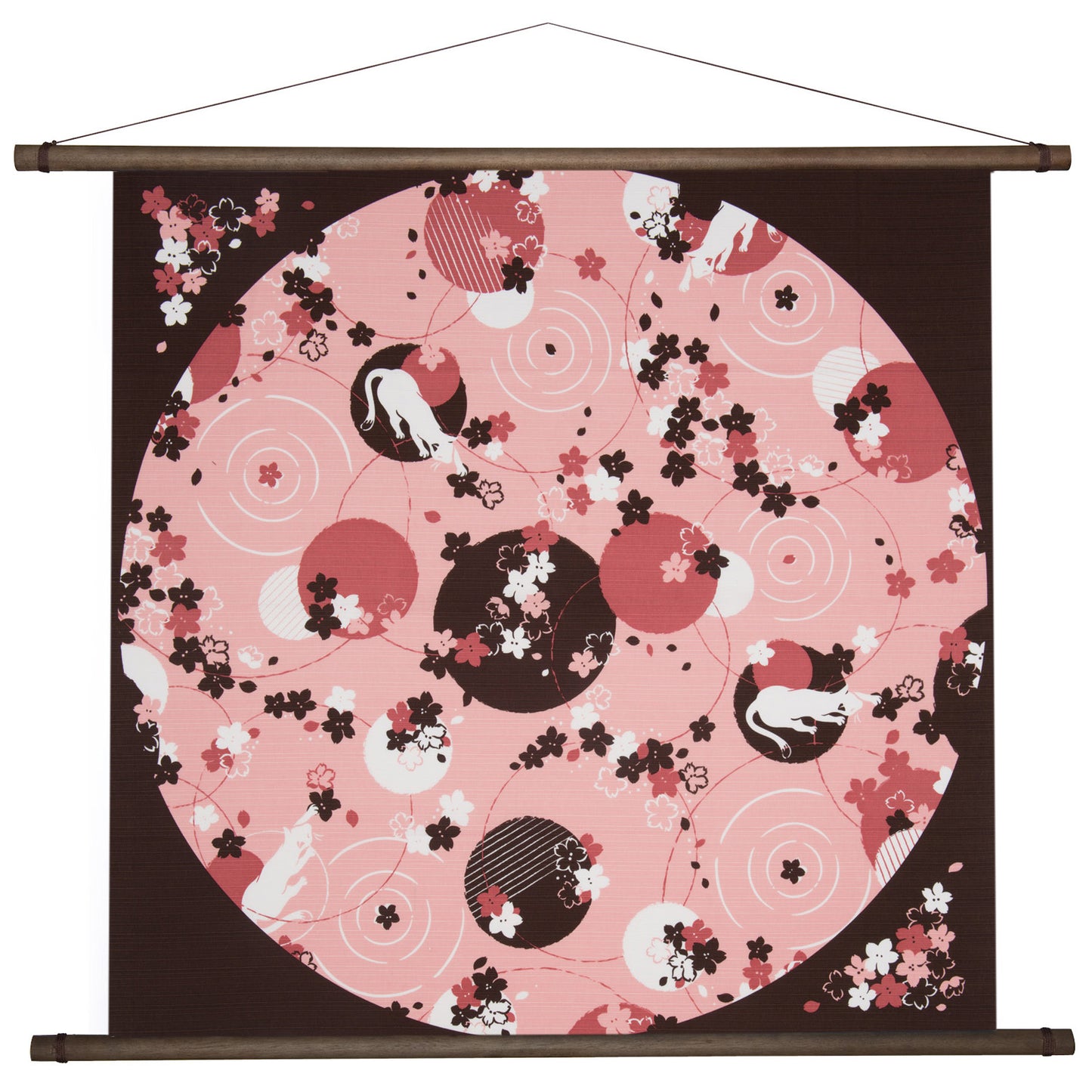 Large Brown Cat Furoshiki Japanese Wall Hanging