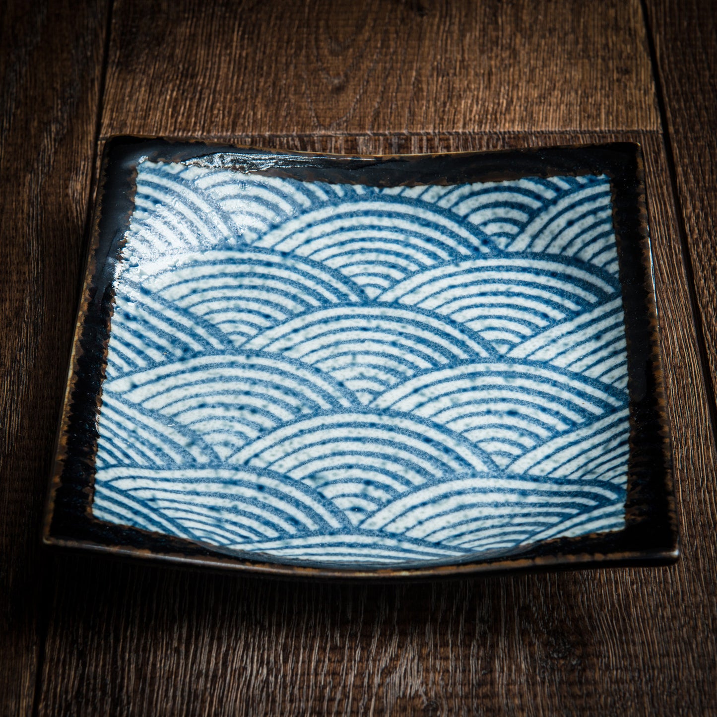 Large Seikaiha Square Japanese Serving Platter