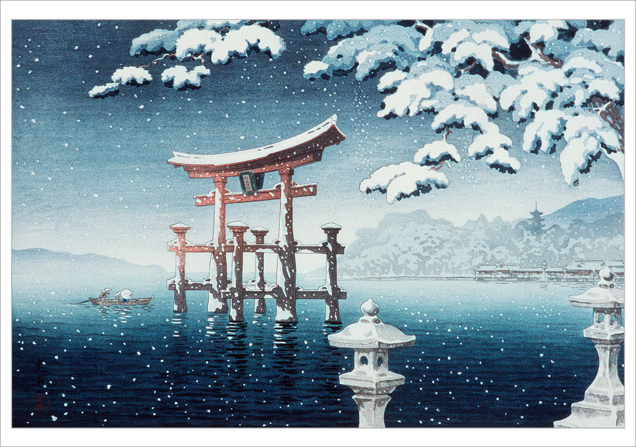 Miyajima in Snow Pack 12 Japanese Christmas Cards