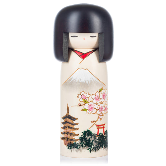 Mount Fuji Japanese Wood Kokeshi Doll