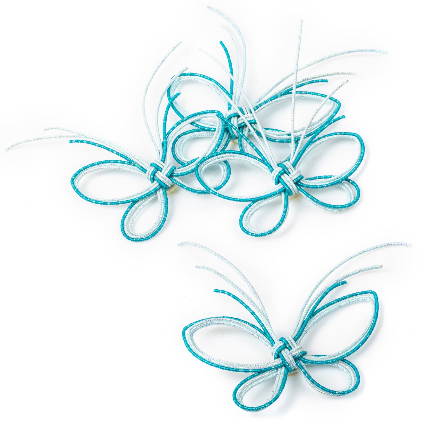 Pack 4 Blue and Silver Japanese Mizuhiki Butterflies