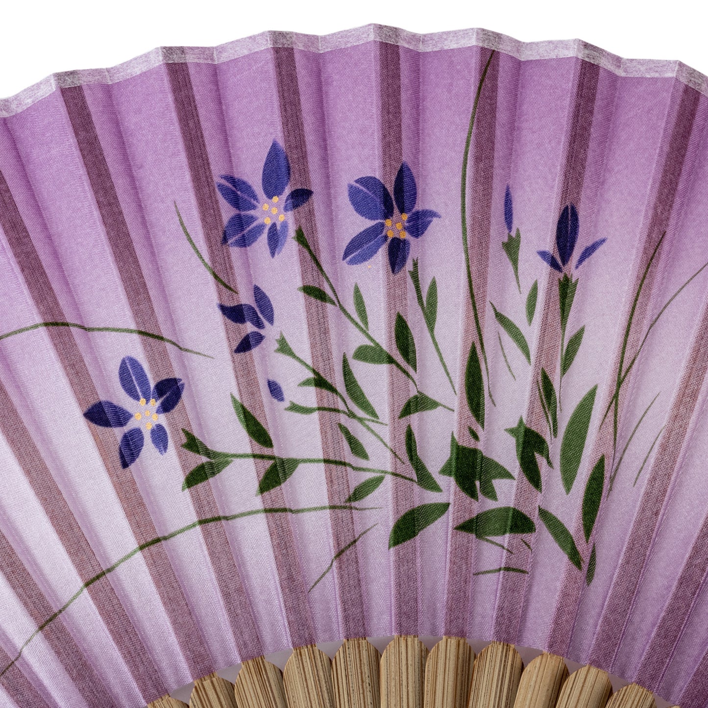 Purple Bellflower Japanese Folding Fan detail