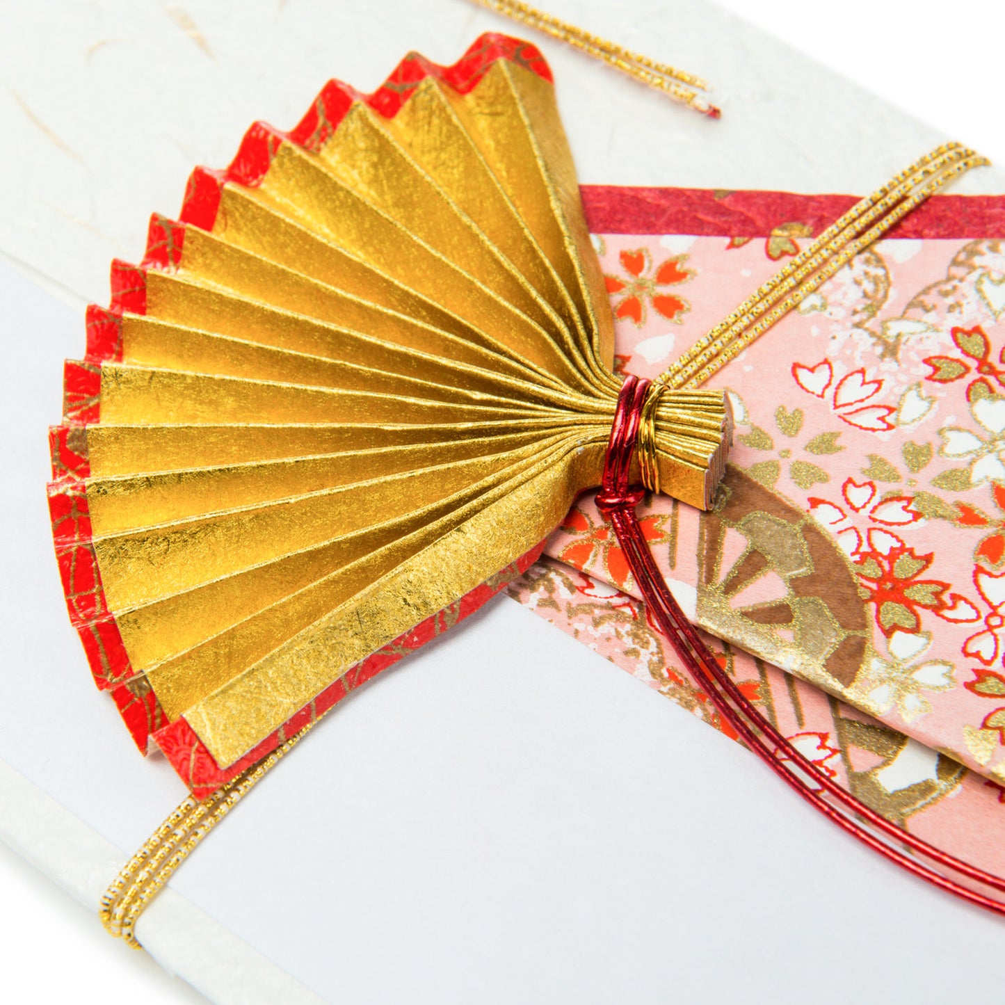 Red and Gold Fan Japanese Shugi Bukuro