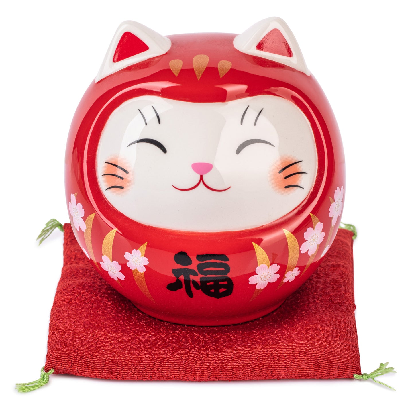 Red Daruma Lucky Cat Japanese Piggy Bank