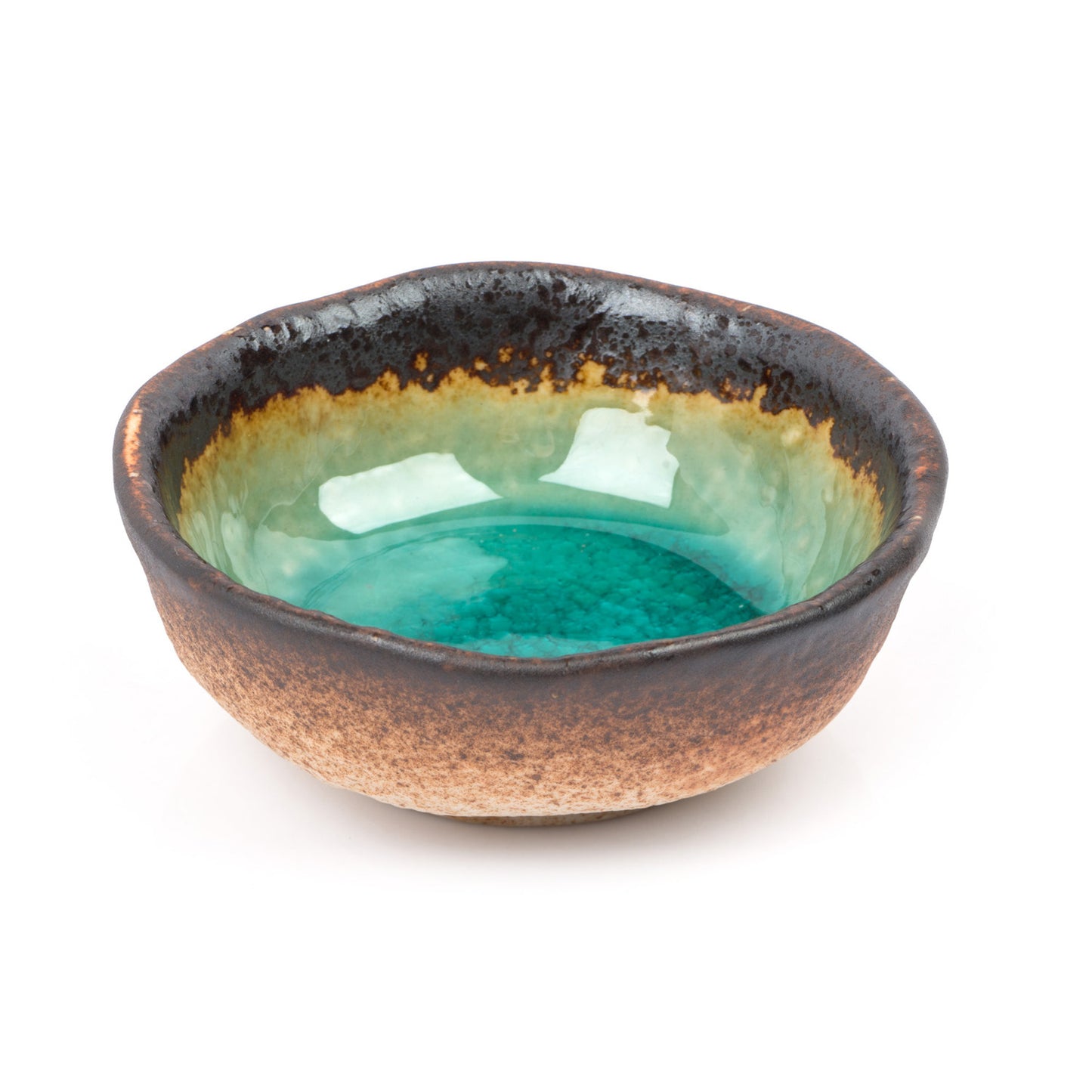 Round Turquoise Crackleglaze Japanese Sauce Dish