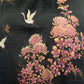 Silk Crane and Chrysanthemum Long Black Yukata XL