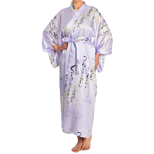 Silk Life Poem Long Lilac Japanese Yukata