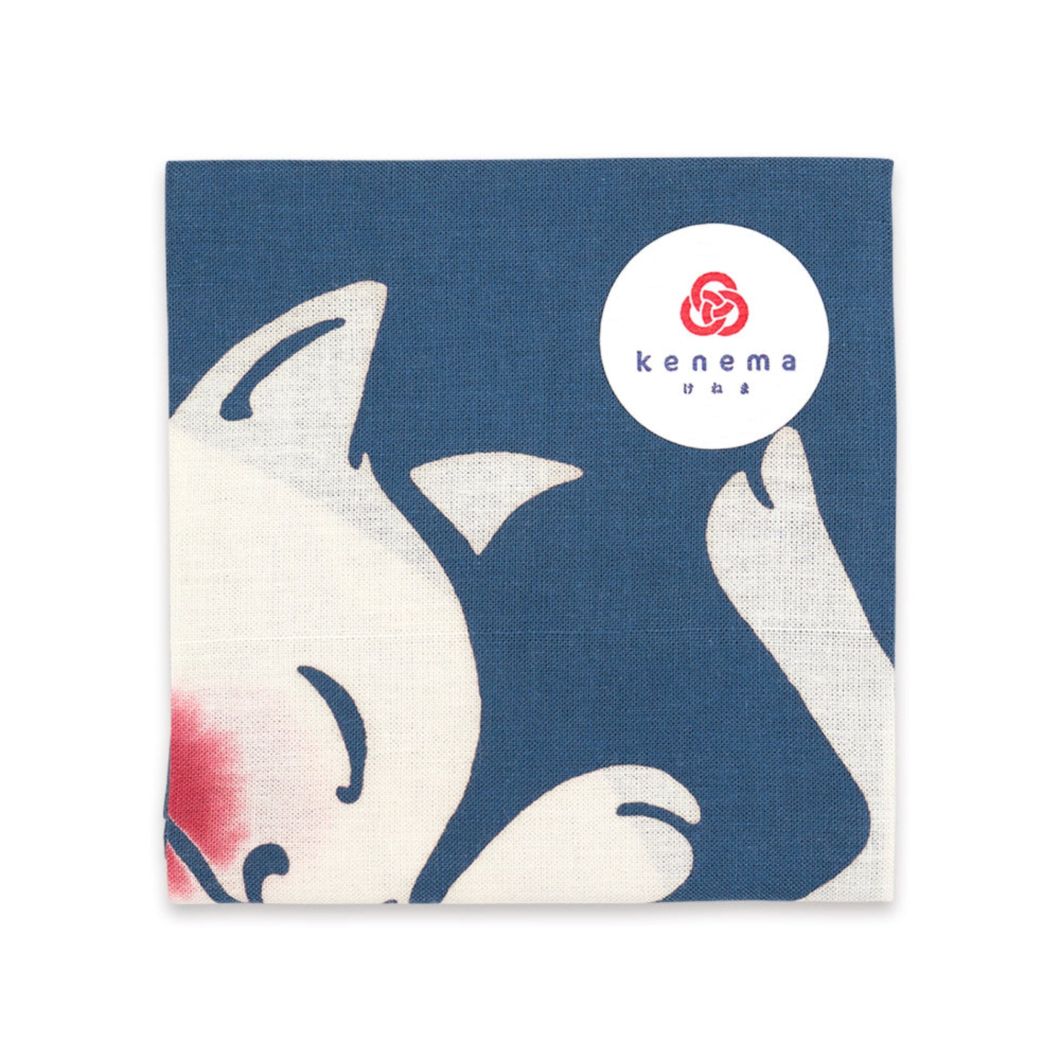 White Cat Japanese Handkerchief folded