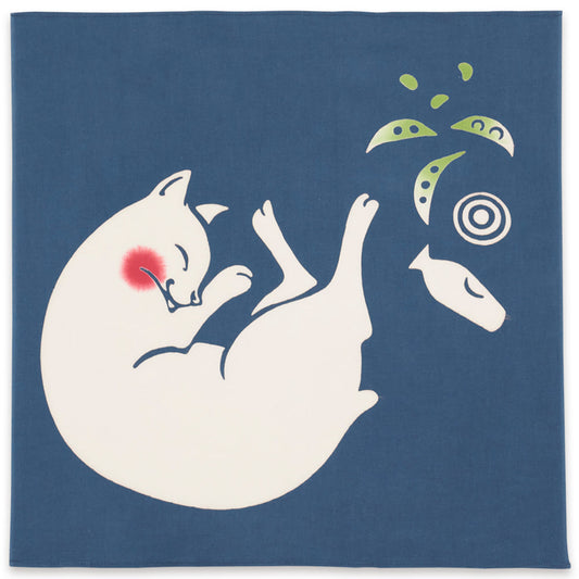White Cat Japanese Handkerchief