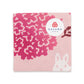 Pink Cherry Blossom and Rabbit Japanese Handkerchief folded