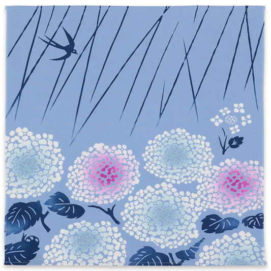 Swallow and Hydrangeas Japanese Handkerchief