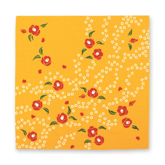 Large Camellia and White Spiraea Japanese Furoshiki