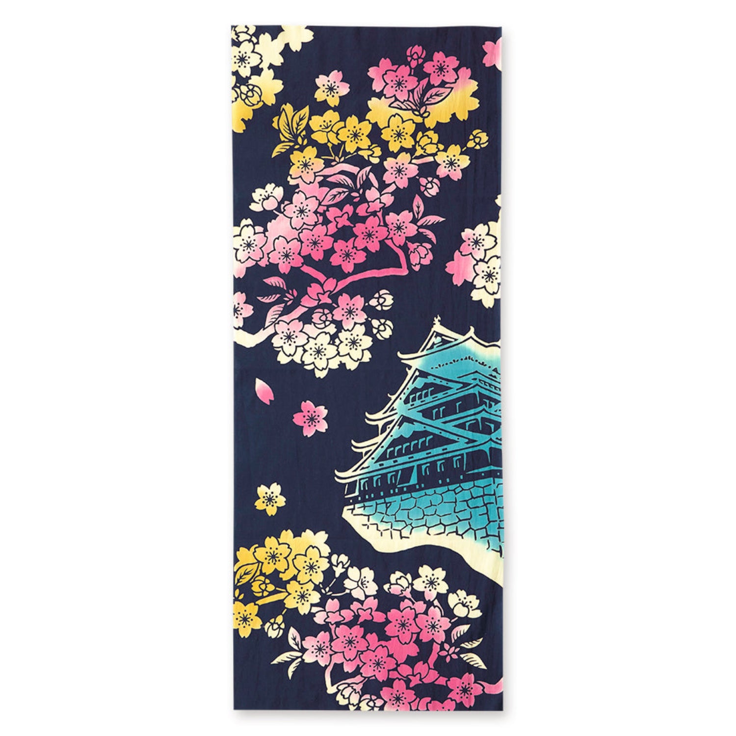 Castle and Cherry Blossoms Japanese Cotton Tenugui