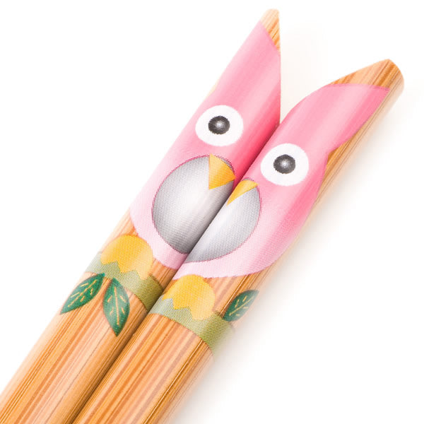 Pink Owl Japanese Bamboo Chopsticks