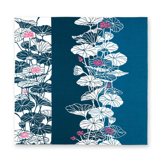 Large Blue Lotus Japanese Furoshiki