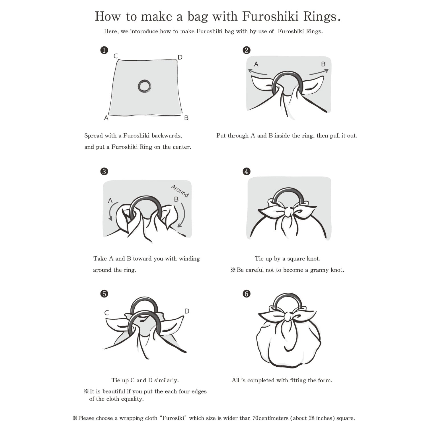 Japanese Furoshiki Bag Rings Instruction