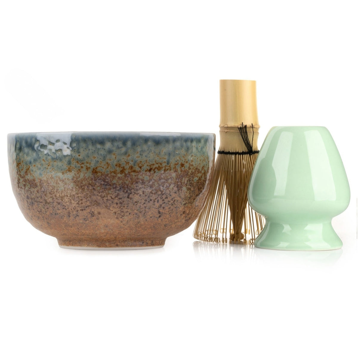 Aki 3 pce Japanese Matcha Tea Bowl Gift Set side