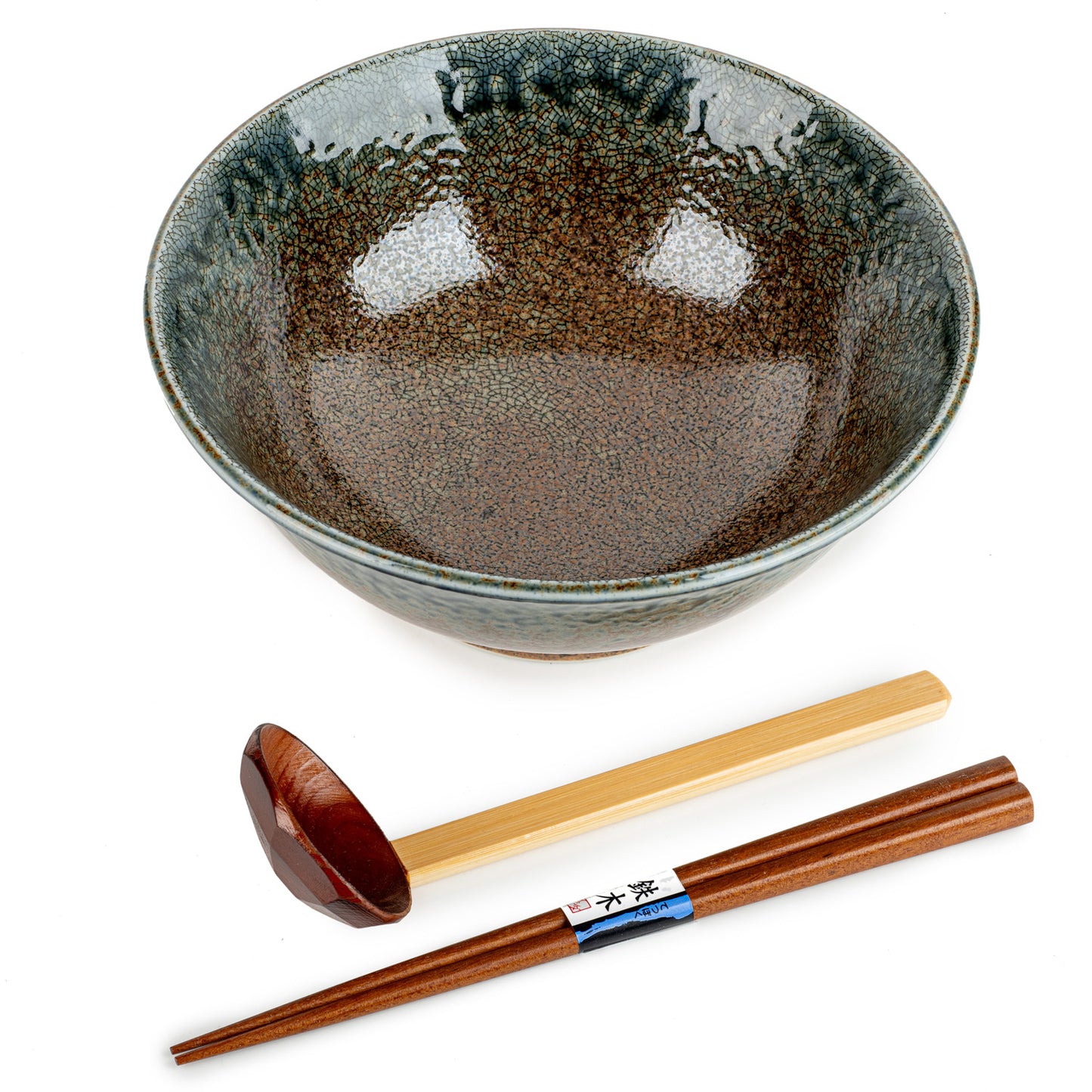 Aki Ceramic Japanese Ramen Bowl Gift Set open