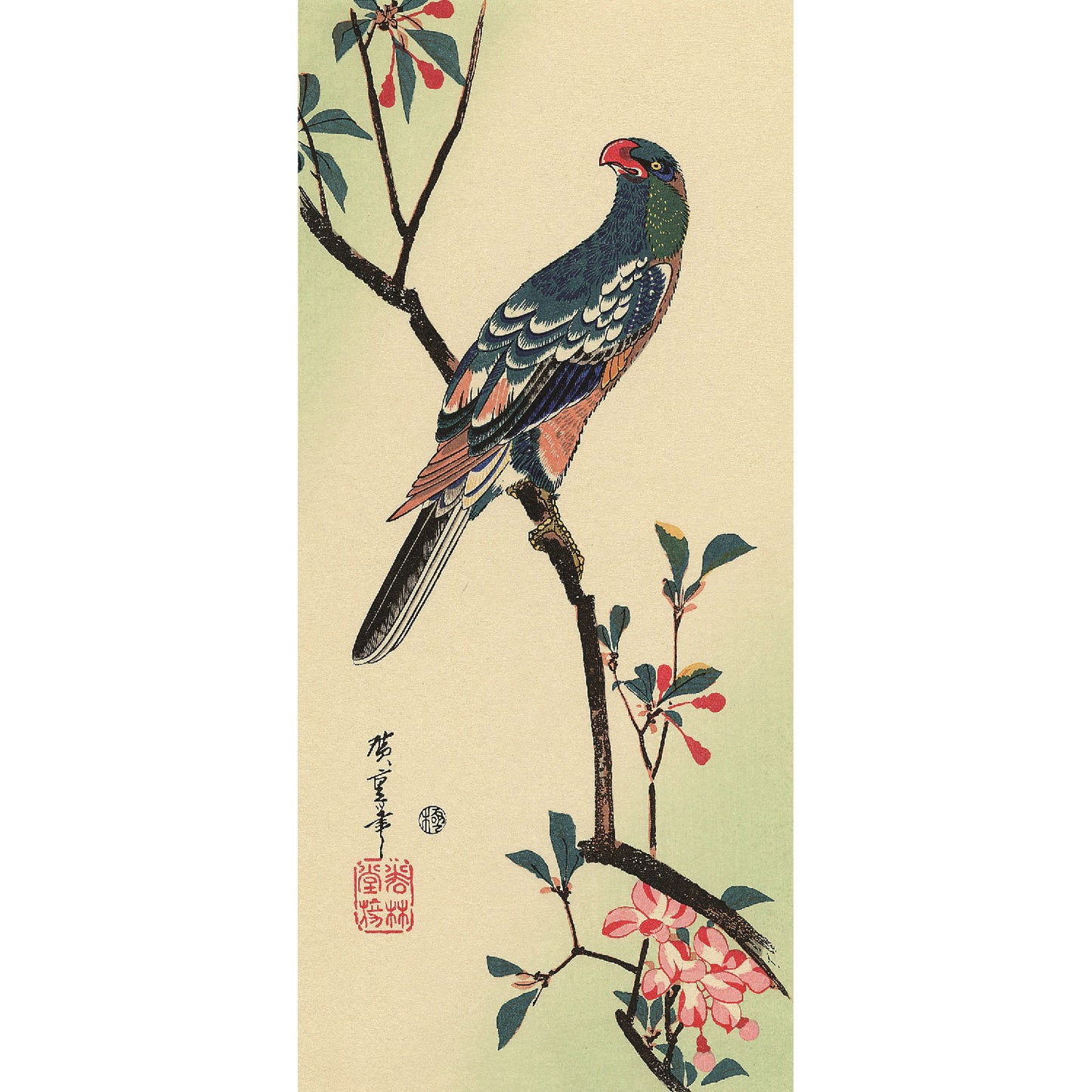 Aronia and Parrot Hiroshige Woodblock Print