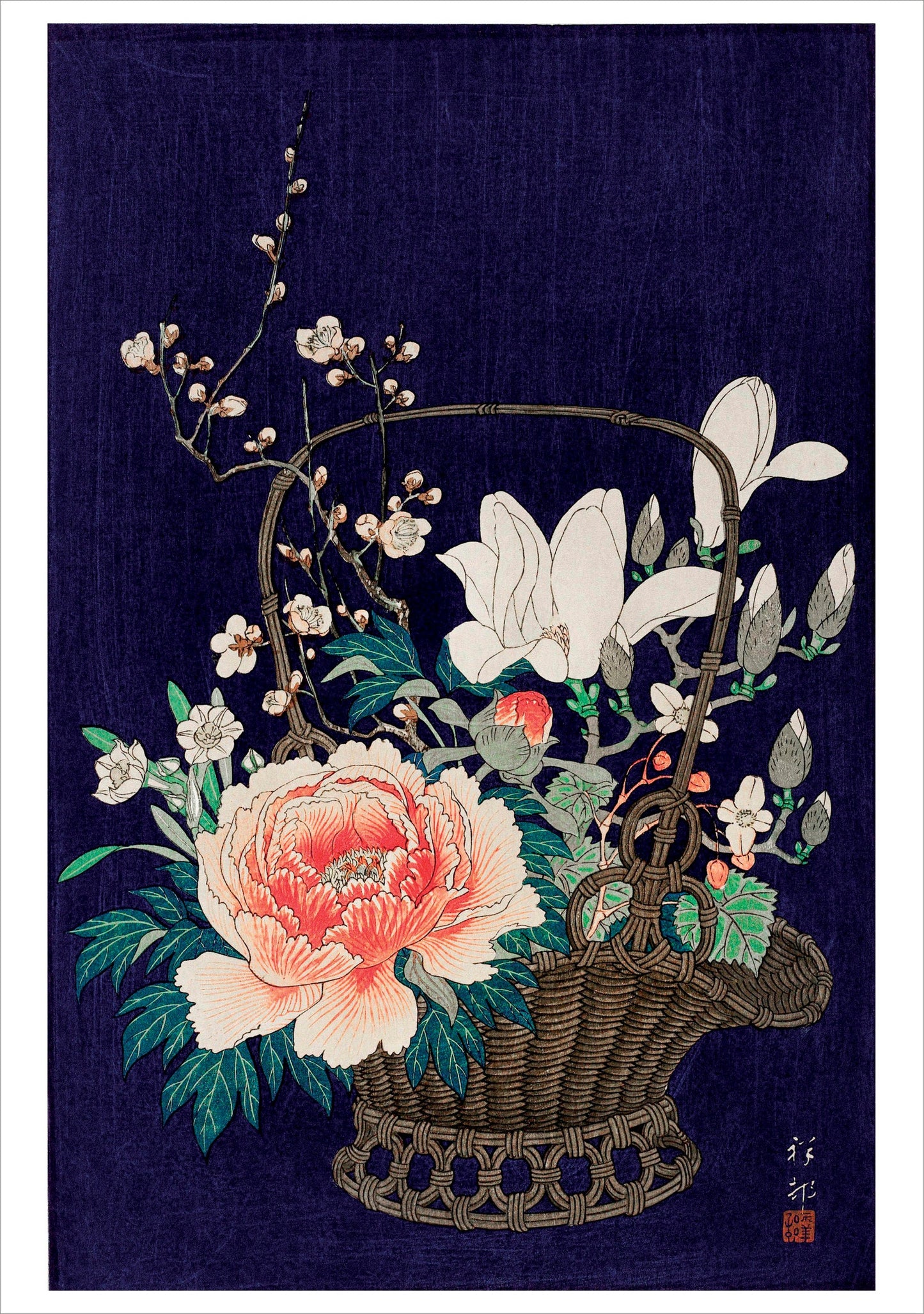 Bamboo Flower Basket Japanese Greetings Card
