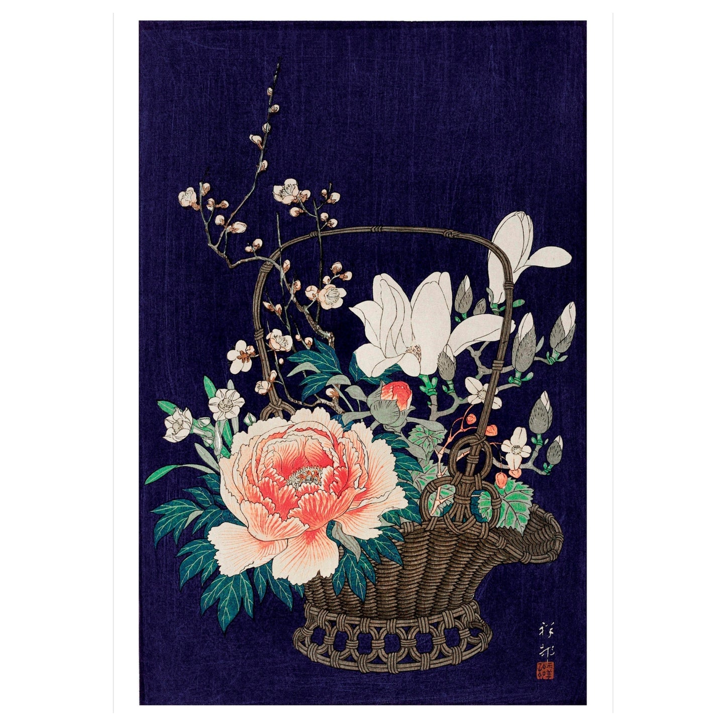 Bamboo Flower Basket Japanese Greetings Card