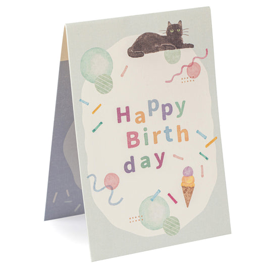 Black Cat Pop Open Mini Japanese Birthday Card