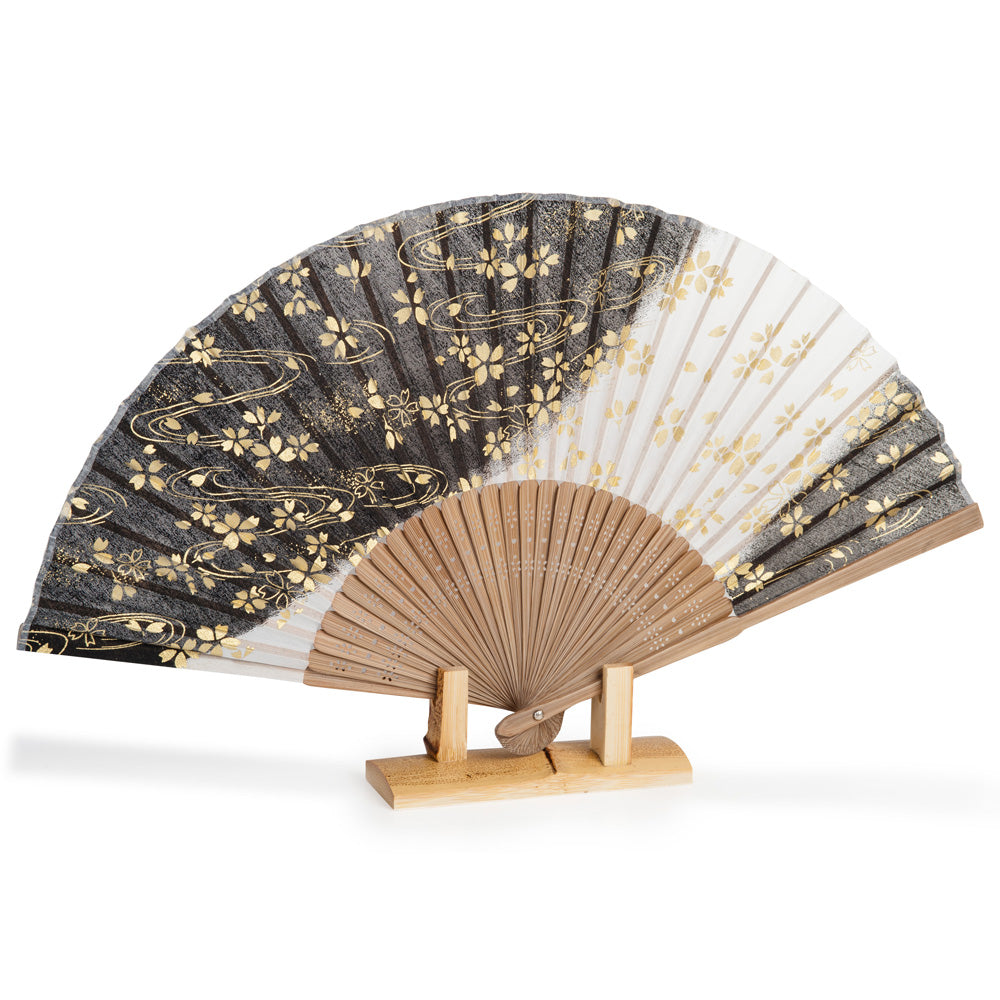 Black Cherry Blossom Japanese Folding Fan