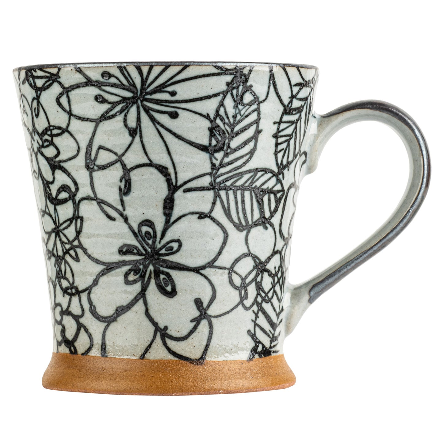 Black Flower Garden Japanese Mug side