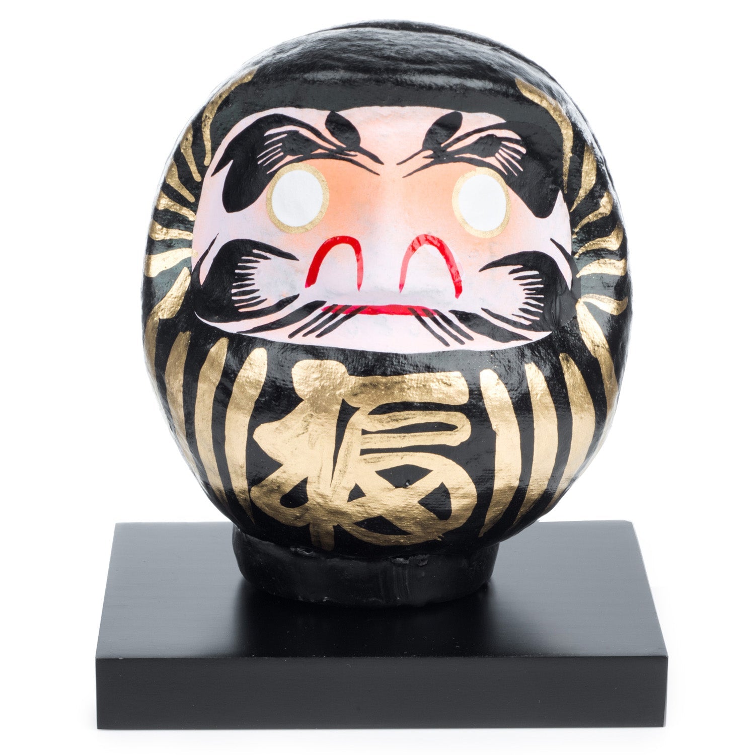 Black Japanese Daruma Doll Lucky God and base