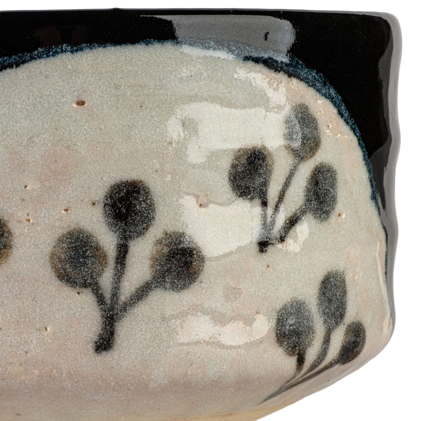 Black Oribe Premium Japanese Matcha Teacup detail