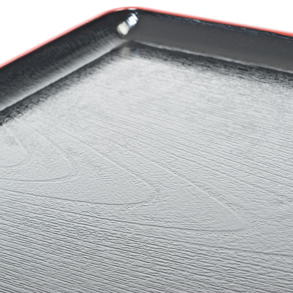 Black Plastic Japanese Lacquer Tray wooden grain detail