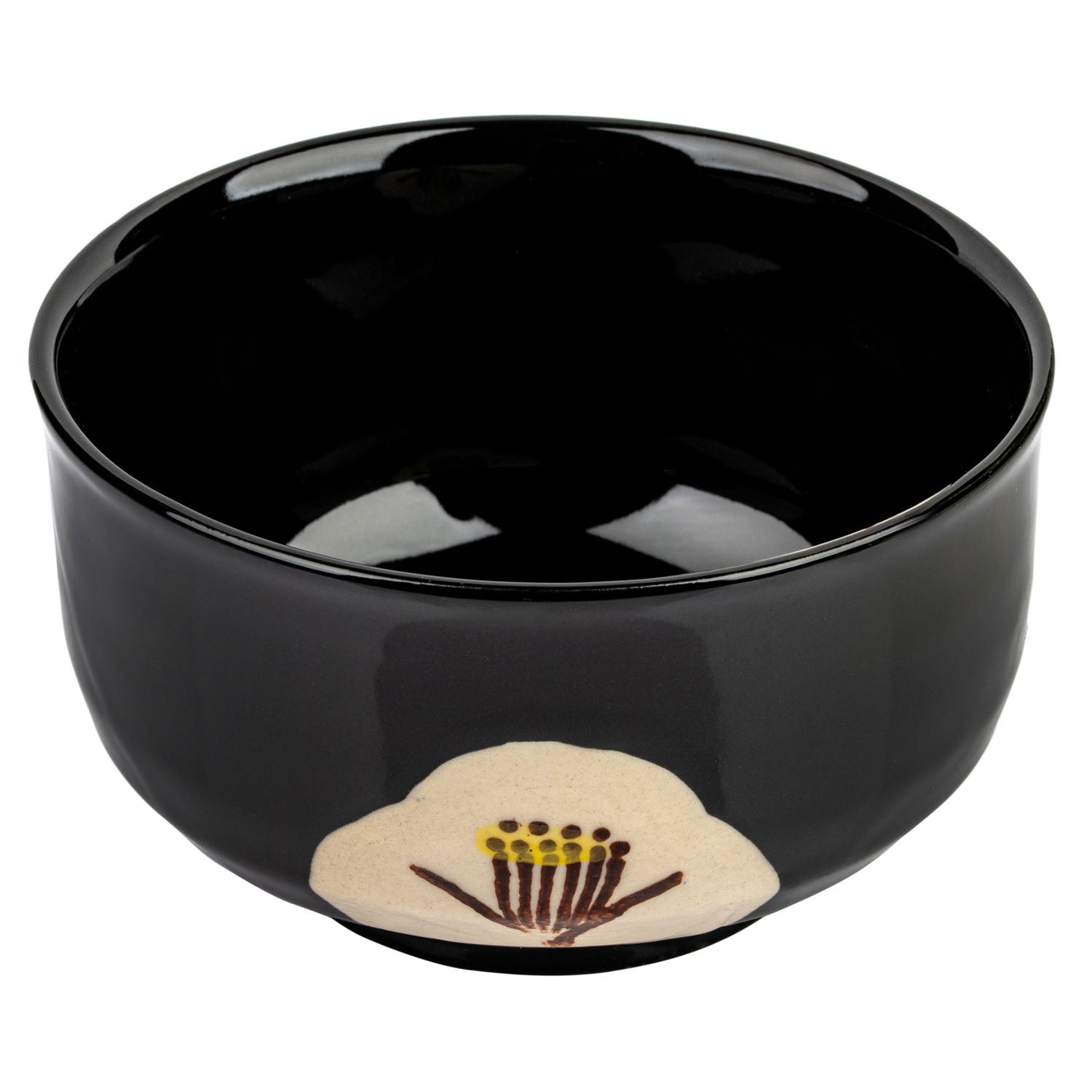 Black Tsubaki Japanese Matcha Teacup open