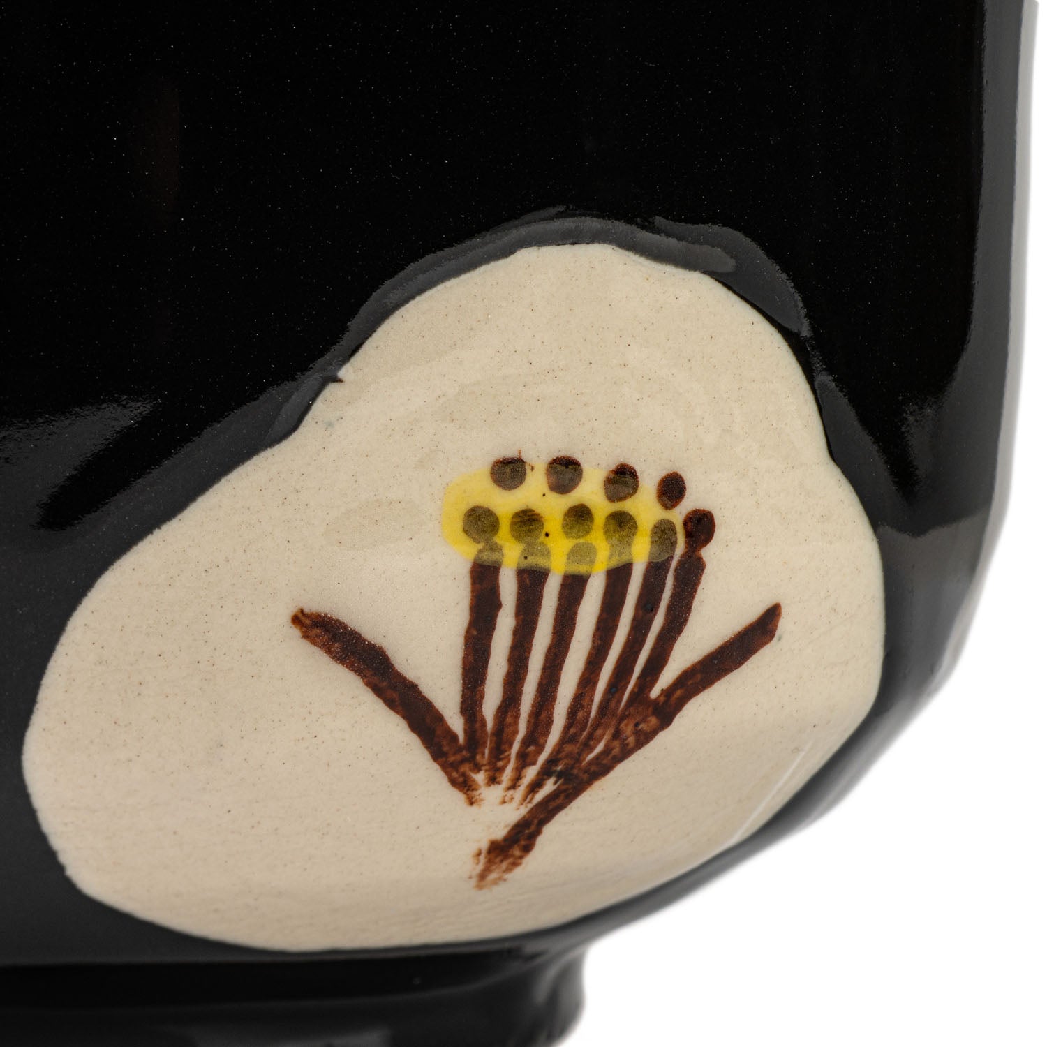 Black Tsubaki Japanese Matcha Teacup detail