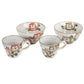 Blue and Red Owl Japanese Rice Bowl and Cup Set