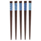 Blue and White 5pce Japanese Chopstick Gift Set open