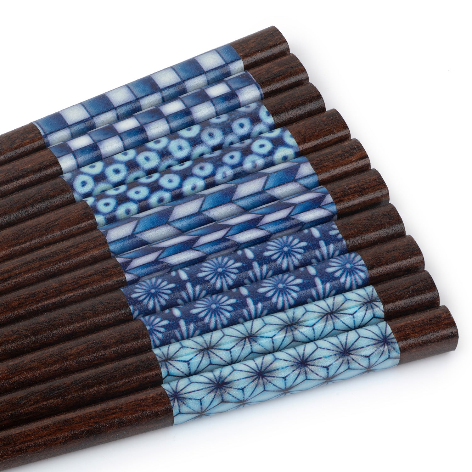 Blue and White 5pce Japanese Chopstick Gift Set detail