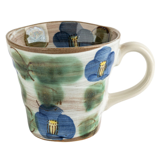 Blue Camellia Japanese Mug