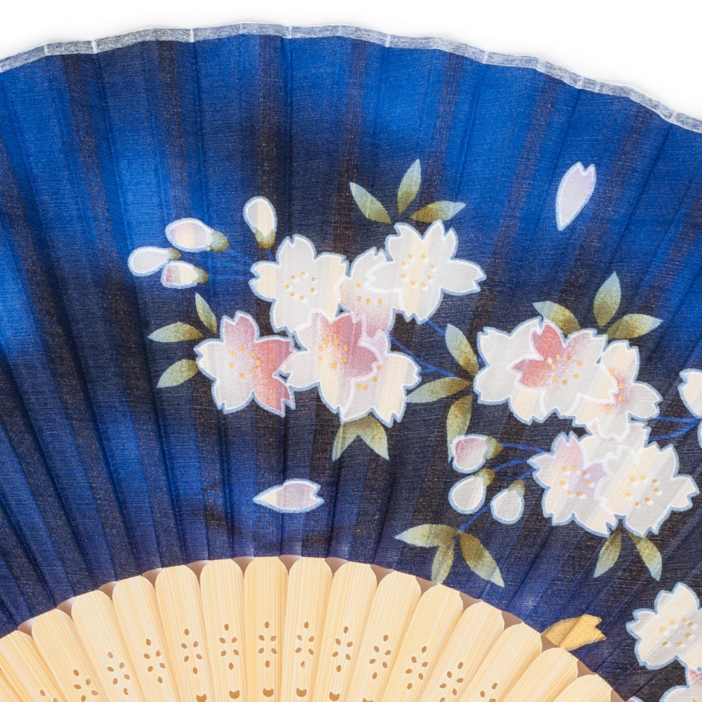 Blue Cherry Blossom Japanese Folding Fan