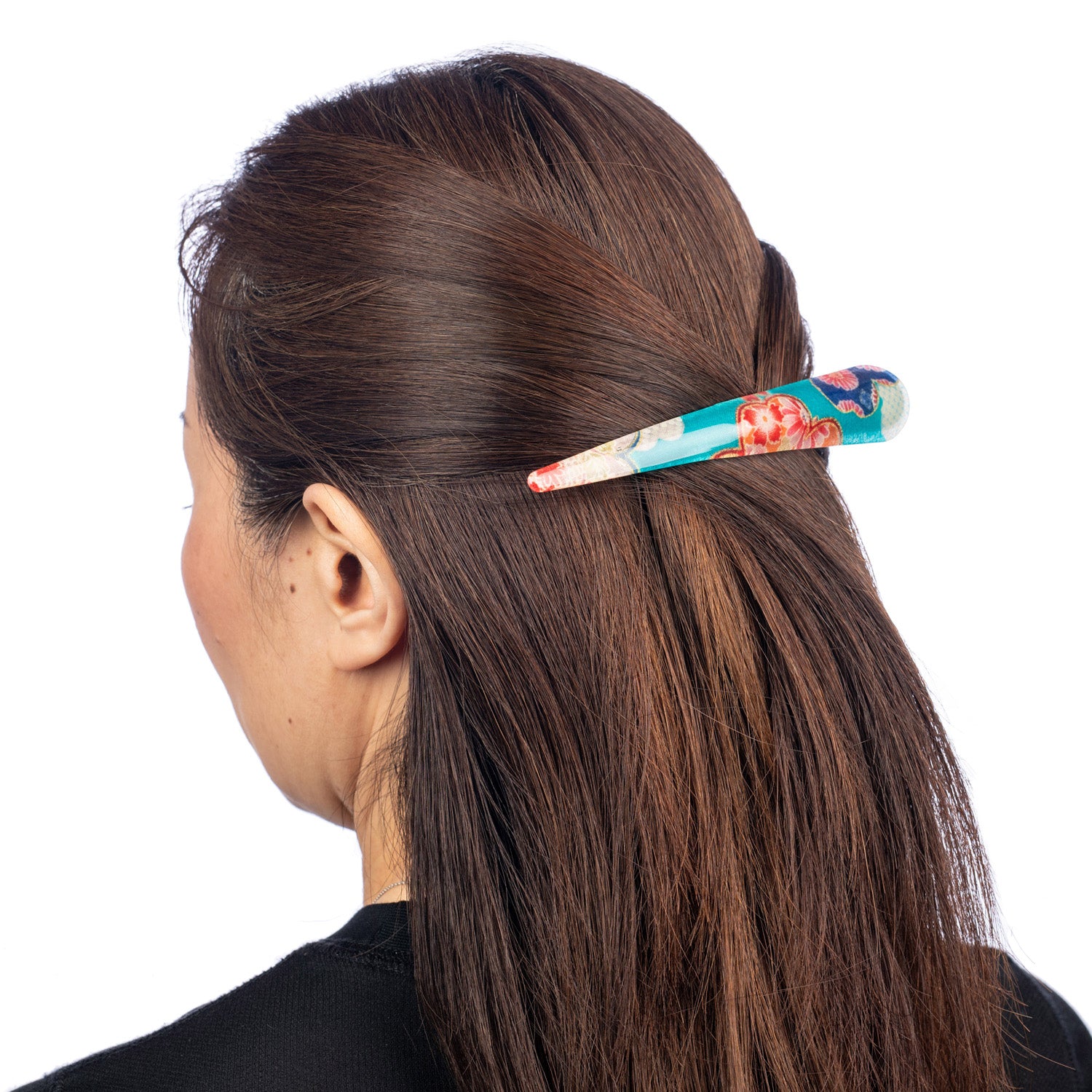 Blue Cherry Blossom Japanese Hair Clip model side