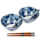Blue Chrysanthemum Japanese Ramen Bowl Set