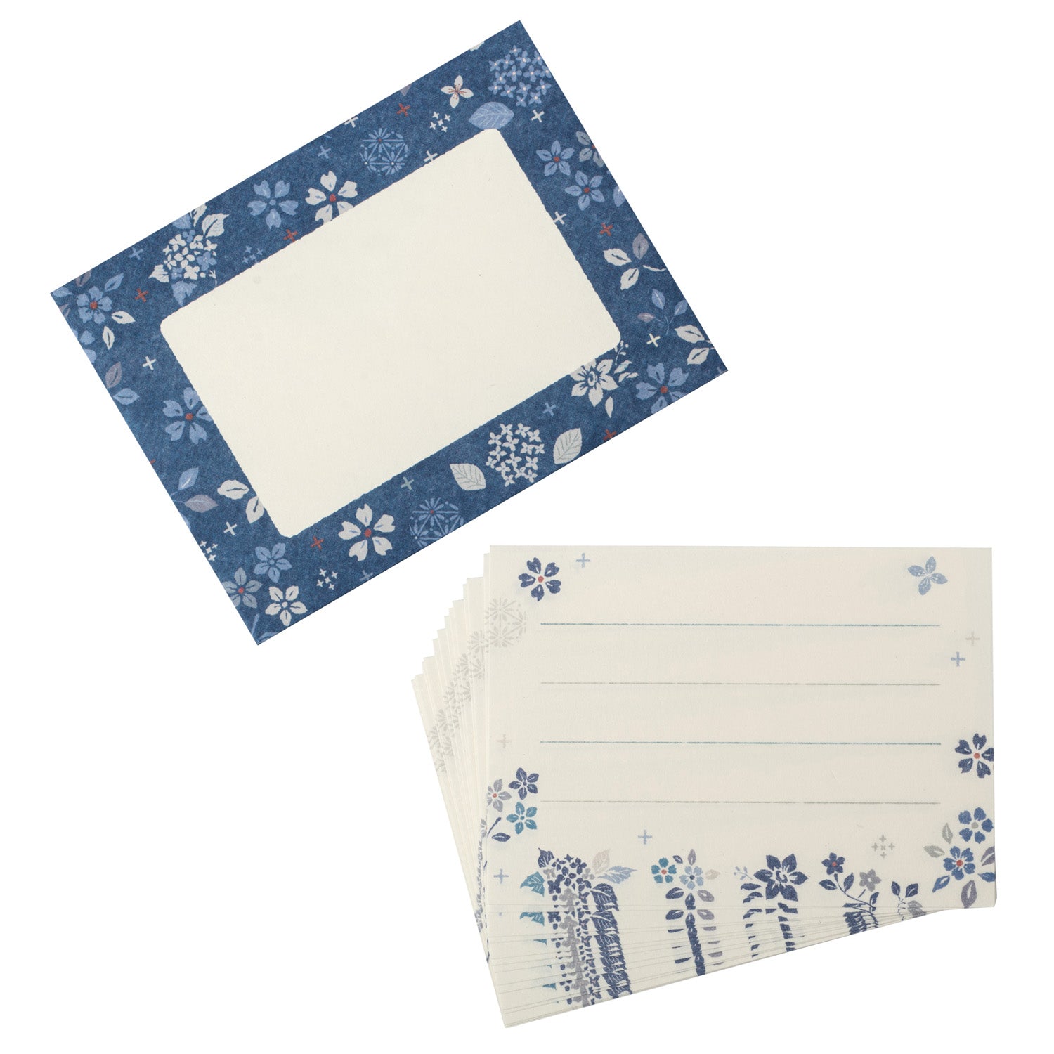 Blue Floral Japanese Mini Letter Set open