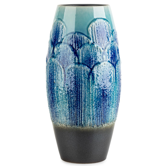 Blue Flower Petals Japanese Ceramic Vase