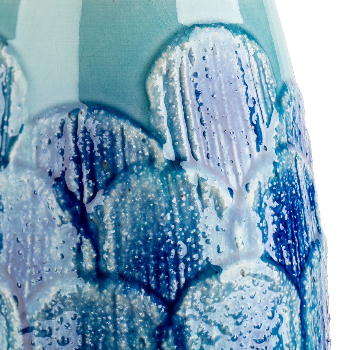 Blue Flower Petals Japanese Ceramic Vase design detail