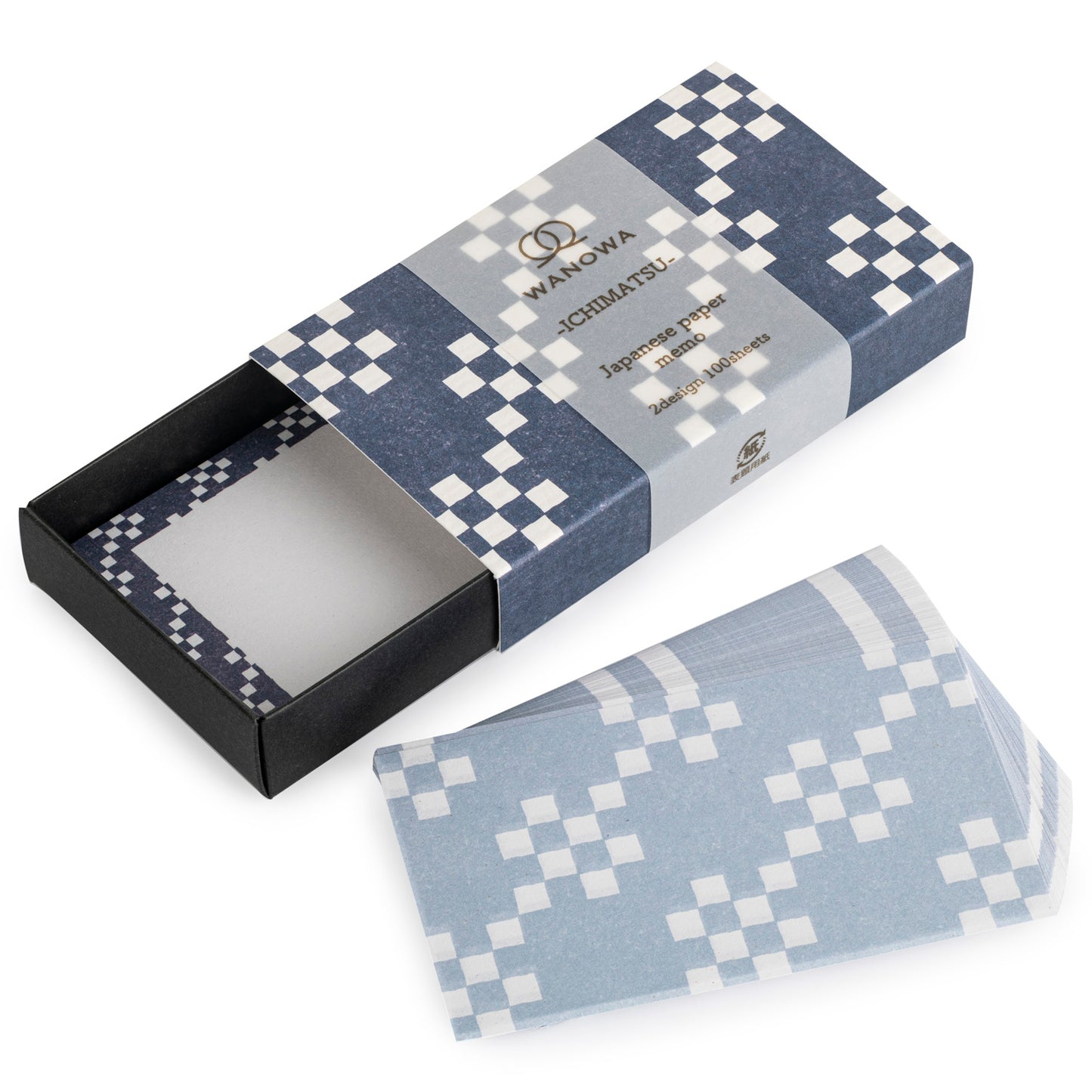 Blue Geometric Japanese Paper Memo Box open