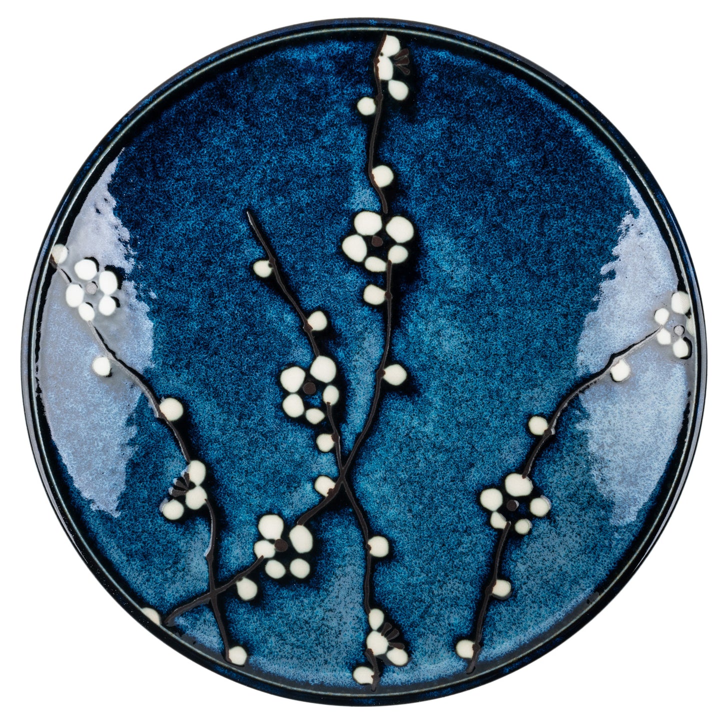 Blue Hana Cherry Blossom Japanese Dinner Plate top