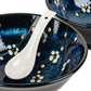 Blue Hana Cherry Blossom Japanese Ramen Bowl Set detail