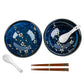 Blue Hana Cherry Blossom Japanese Ramen Bowl Set top