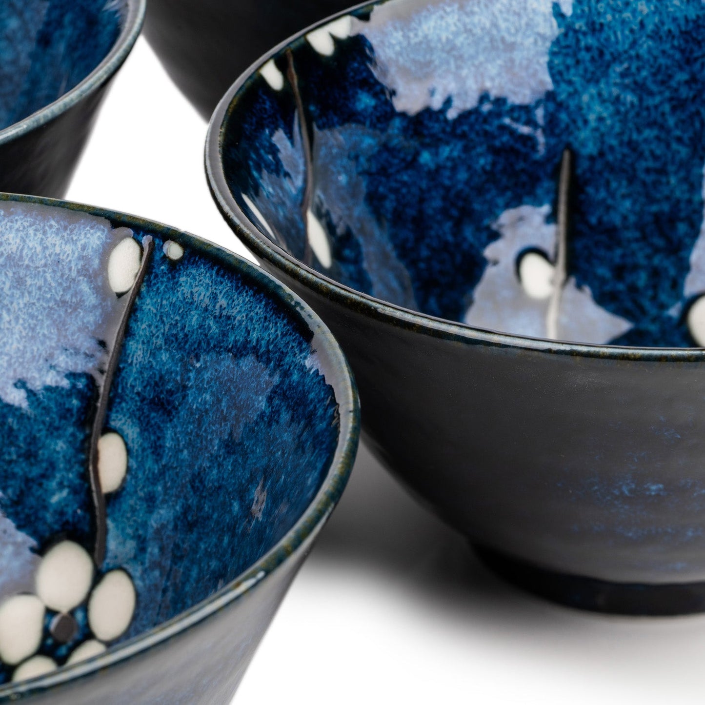 Blue Hana Cherry Blossom Japanese Rice Bowl Set