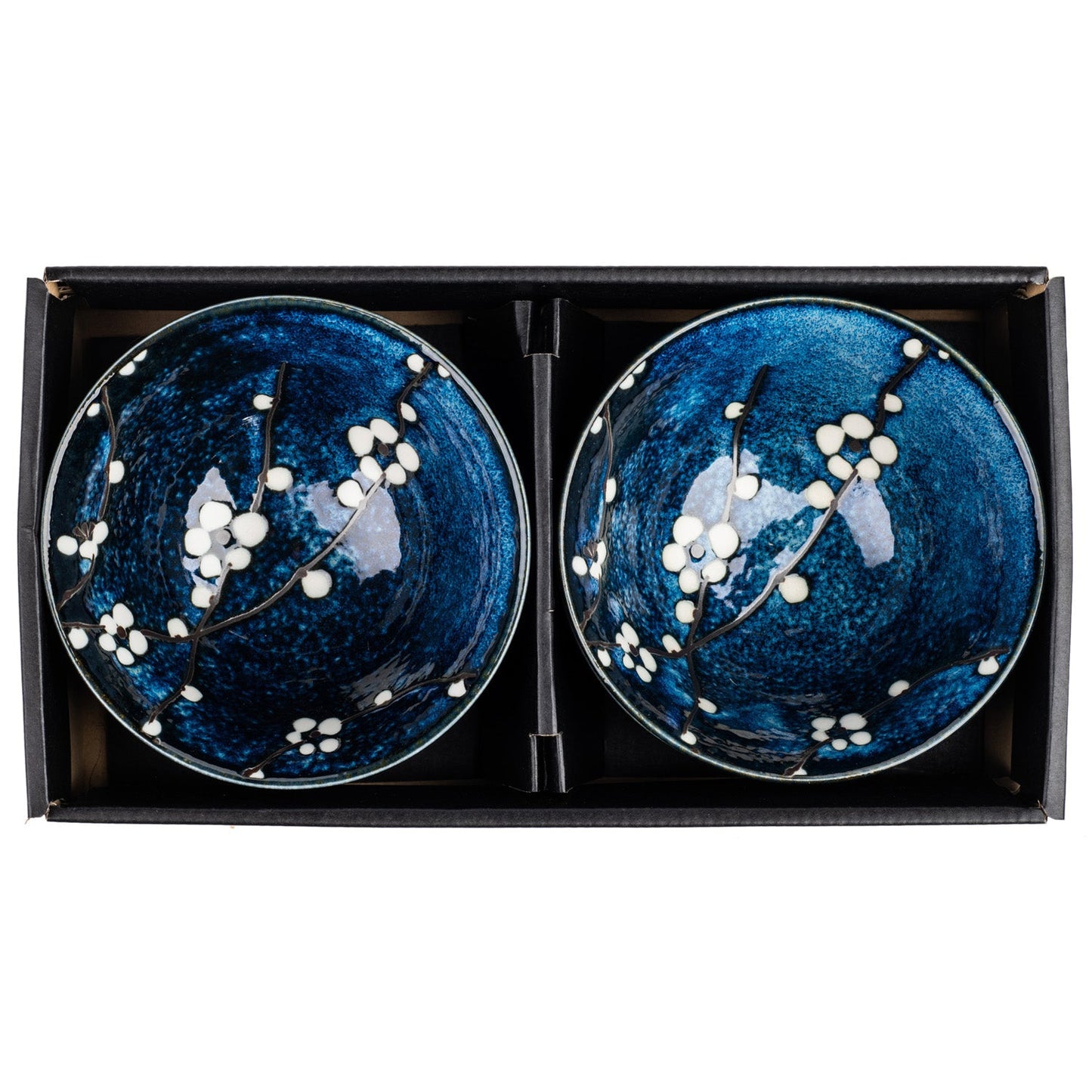 Blue Hana Cherry Blossom Japanese Rice Bowl Set